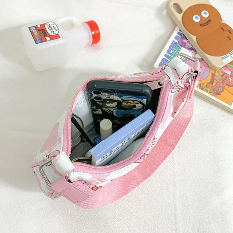 Miniso Hello Kitty Underarm Bag for Women Y2K Sanrio Kuromi Mymelody Messenger Tote Bag Cute Girls Shoulder Bag Purses Handbag