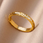 Load image into Gallery viewer, Stainless Steel Rings For Women Men Gold Color Flower Ring Female Male Engagement Wedding Party Finger Jewelry Gift 2024 Trend
