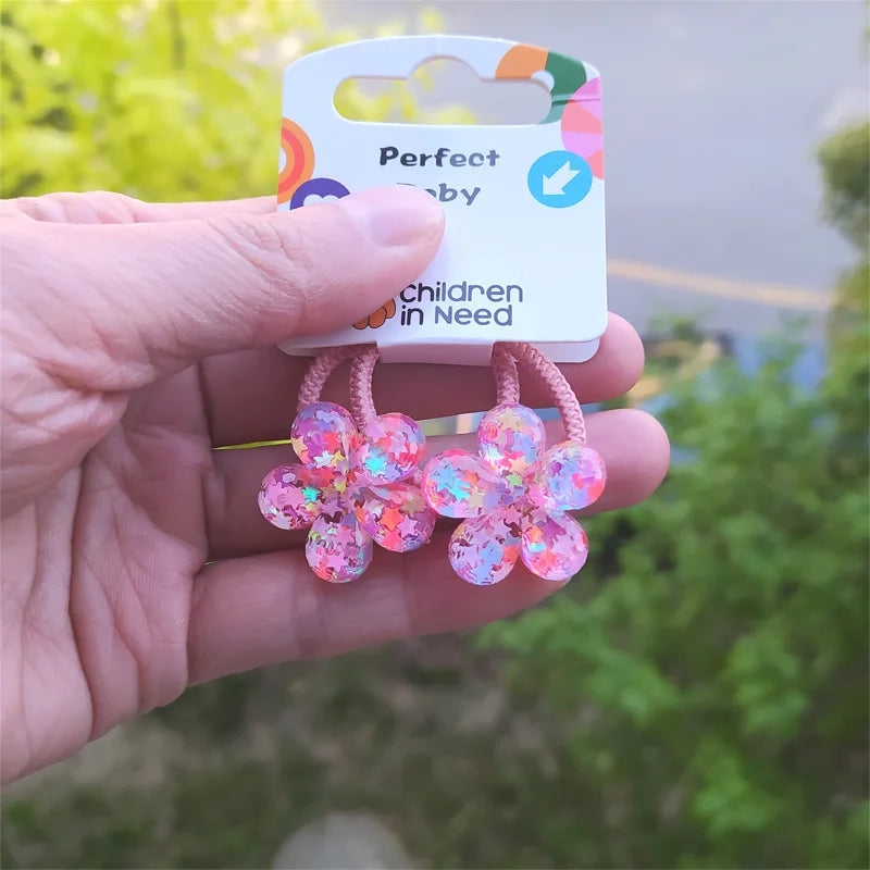2PCS Cute Star Flower Grape Cartoon Princess Headwear Kids Elastic Hair Bands Baby Headdress Children Ropes Girls Accessories