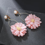 Load image into Gallery viewer, Fashion Pink Flower Long Clip on Earrings 2023 Designs Bohemia Handmade Petal Ear Clips for Women Gift
