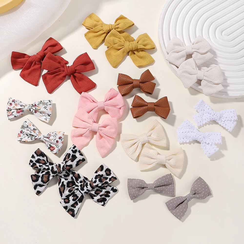 4PCS/Set New Girls Leopard Hairpins Kids Sweet Hair Clips Barrettes Lovely Hair Bows Children Cute Baby Hair Accessories
