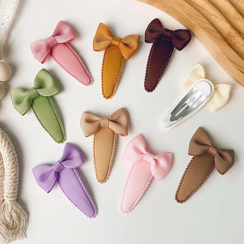 2Pcs Bow Flowers Hair Clip Girl Cute Hair Bands Kids Hair Accessories Handmade Cloth Headwear Hairpins Barrettes Headdress Gift