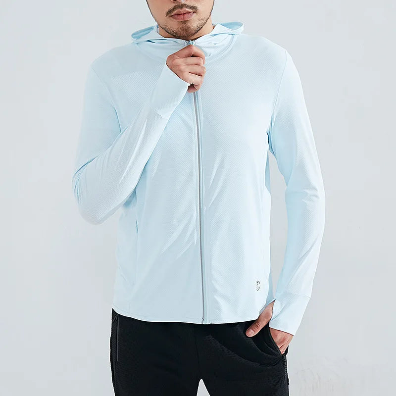 Full Zip Men's Sun Protection Hoodie Shirt UPF 50+ Long Sleeve  SPF Rash Guard Fishing Swimming Light Weight