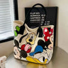 Disney Cute Donald Duck Large Capacity Mummy Bag Stitch Canvas Bag Women's Single Shoulder Simple Student Handbag School Bag