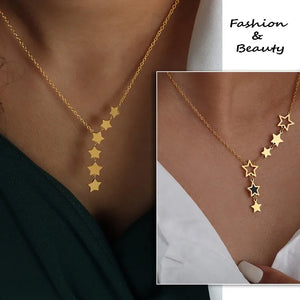 Star Pendant Stainless Steel Necklace For Women Gold Plated Waterproof Women's Necklaces Girls Neck Chain Choker Ladies Jewelry
