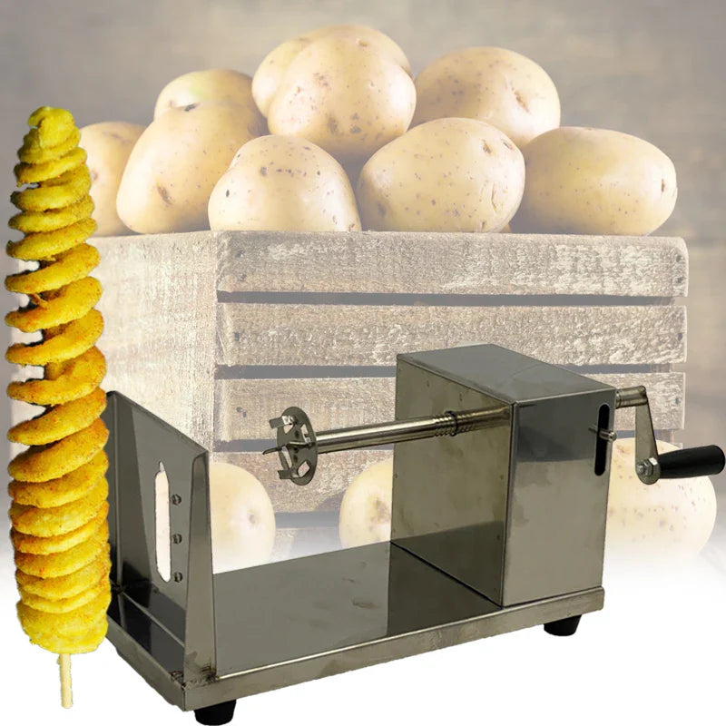 Mvckyi Hand Cranking Potato Tower Machine Stainless Steel Spiral Tornado Manual Potato Chopper Home Kitchen Accessories