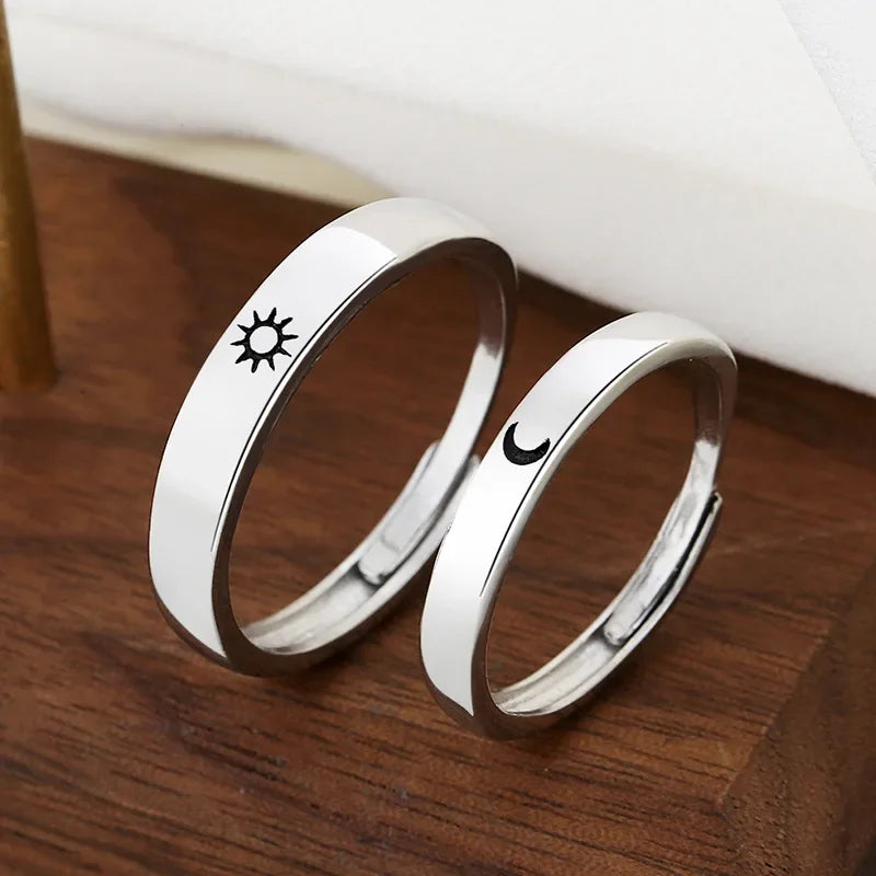 1/2pcs Sun Moon Couple Rings Open Adjustable Ring Eachother Lovers Minimalist ring gift Engagement Wedding Rings Bride Jewlery