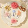 2pcs/set Girls Cute Flower Bow Star Solid Color Safe Nylon &knitting & Mesh Kids Hair Clips  Accessories Hairpins For Children