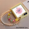 Cute Korean 3D Candy Color Stars Pearl Bracelet Yellow Solid Case for Samsung Z Flip6 5 5G Z Flip5 Zflip6 Zflip5 Z Flip 5 Cover