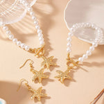 Load image into Gallery viewer, Pearl starfish pendant necklace bracelet earrings elegant and fashionable daily banquet jewelry gift set 2024
