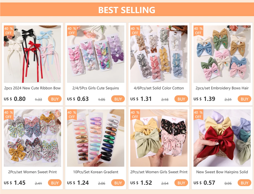 4Pcs/Set Lovely Cotton Bowknot Clips Safe Hairpins Girl Fresh Pastoral Hairclips Baby Hair Accessories Kids Print Hairgripe Gift