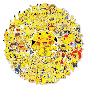 100Pcs Pokemon Stickers Kawaii Pikachu Skateboard Bicycle Guitar Laptop Kids Waterproof Stiker Anime Stickers Graffiti Character