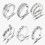 Load image into Gallery viewer, Anti Stress Anxiety Silver Ball Rings 925 Women Men Spinner Fidget Rings Vintage Gold Couple Anillos Jewelry Free Shipping Gift
