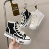 Women Autumn 2023 New Fashion Thick Platform Leisure Sports Shoe White Sneakers Breathable Casual High Top Canvas Shoes 40