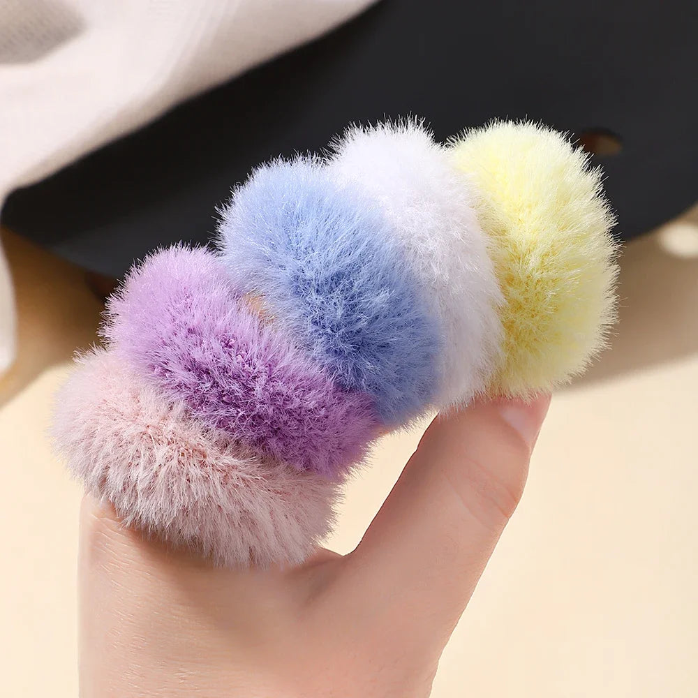 5Pcs/lot New Elastic Hair Band Hair Tie for Girl Plush Color Matching Hair Rope Children's Ponytail Support Headwear Accessories