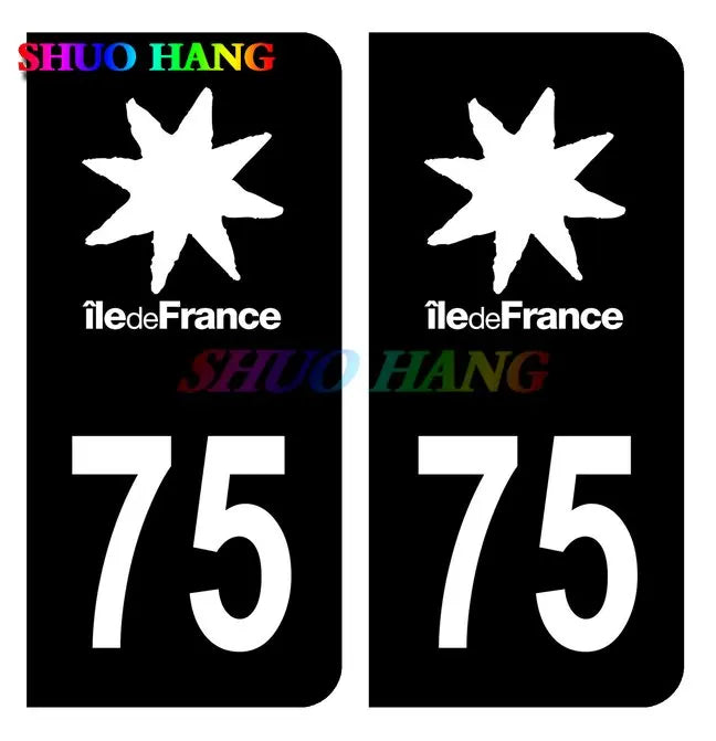 Car License Plate Sticker 75 Paris Black & F Europe 95 Val-D'Oise Noir & F Europe License Plate Decal Vinyl Car Accessories PVC