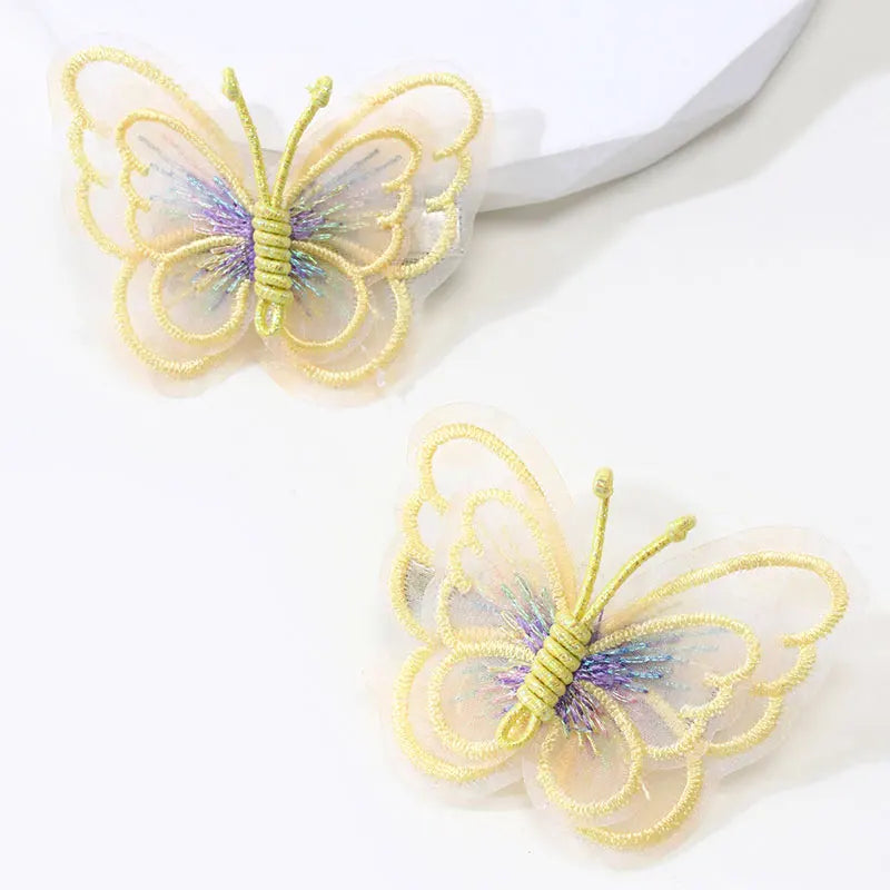 2Pcs Butterfly Hair Clip For Girl Embroidery Barrettes Fairy Hairpin Kids Hair Decor Hairpins Headwear Lovely Hair Accessories