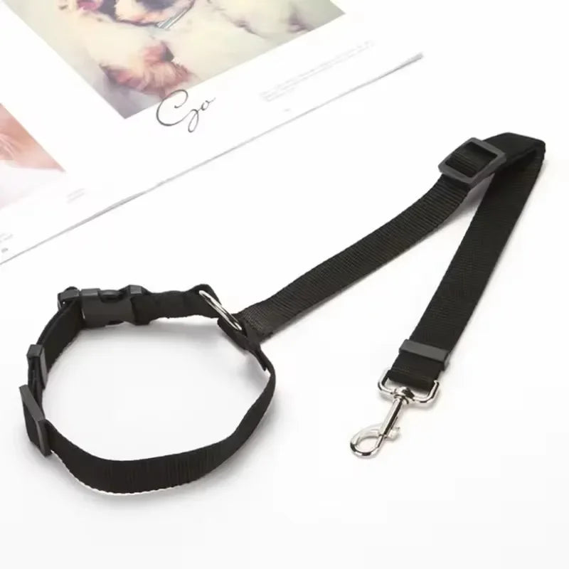 Solid Color Pet Safety 2-in-1 Pet Car Seat Belt Nylon Lead Belt Rear Seat Belt Adjustable Dog Harness Collar Pet Accessories