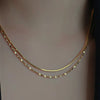 Summer new double layer stainless steel necklace women's simple fashion petal chain necklace design jewelry gift