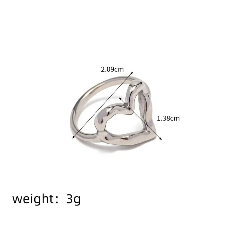 1Pcs Korean Style Design Love Rings Light Luxury Simple Rings Fashion Stain Less Steel Jewelry Engagement Decoration