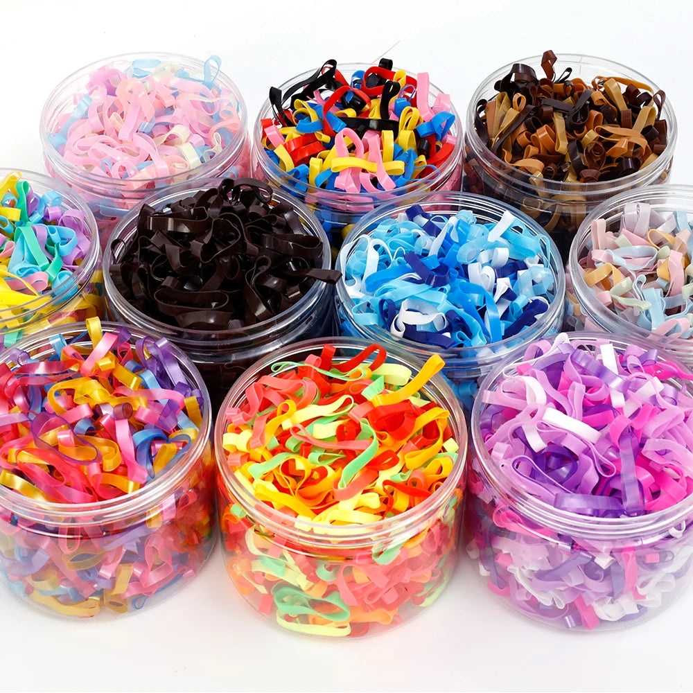 500Pcs/Box Colourful Rubber Ring Disposable Thick Elastic Hair Bands Ponytail Holder Rubber Band Scrunchies Kid Hair Accessories