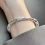 Load image into Gallery viewer, Silver Women's Full-blown Flowers Bracelet Delicate And Light Luxury Open Adjustable Bracelet Solid Bracelet Silver Jewelry
