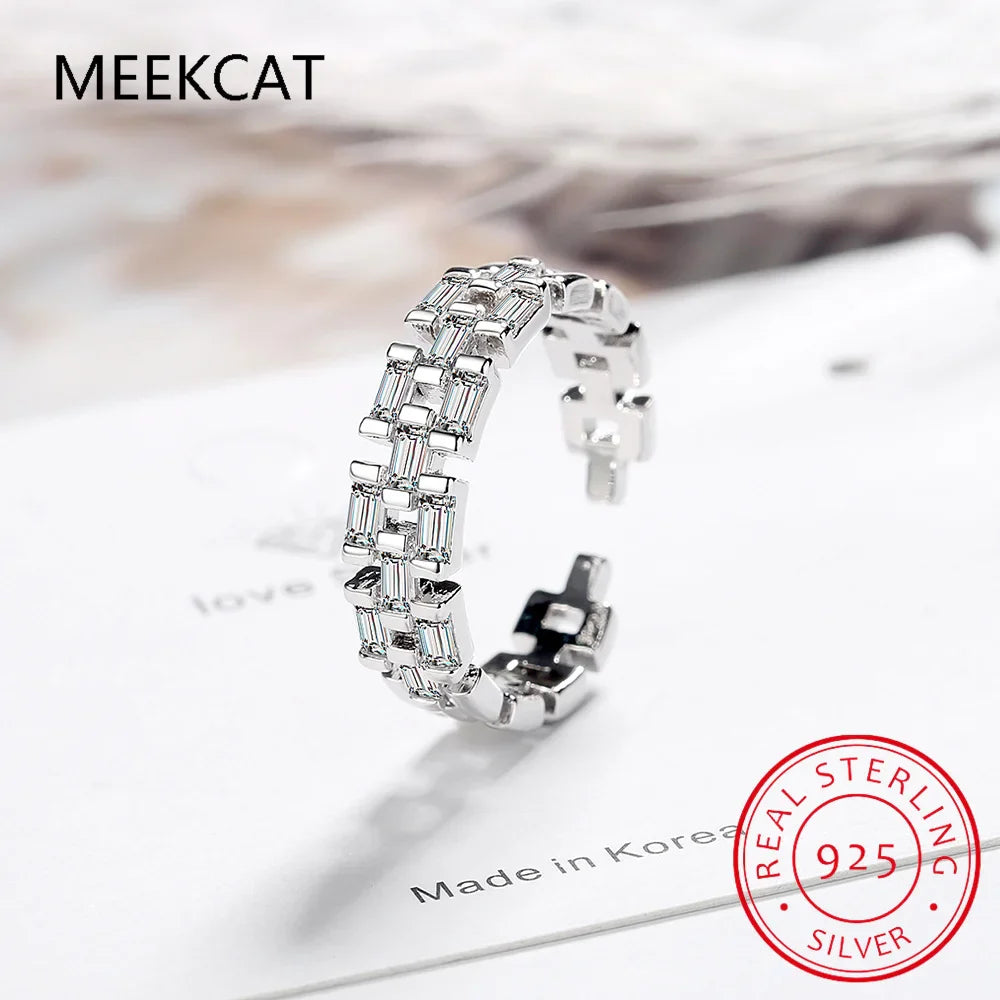Classic Luxury Full Cubic Zirconia Ring 925 Sterling Silver CZ Finger Rings For Women Girls Party Accessories Jewelry JZ1337