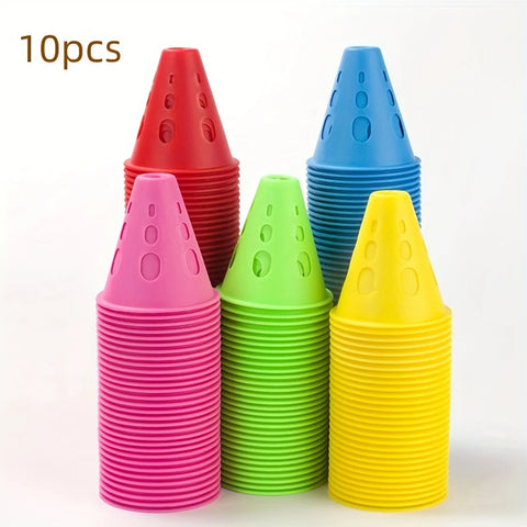 10pcs Marking Training Road Cone Roller Skating Piles Portable Multifunctional Skates Roadblocks Soccer Training Obstacles Props
