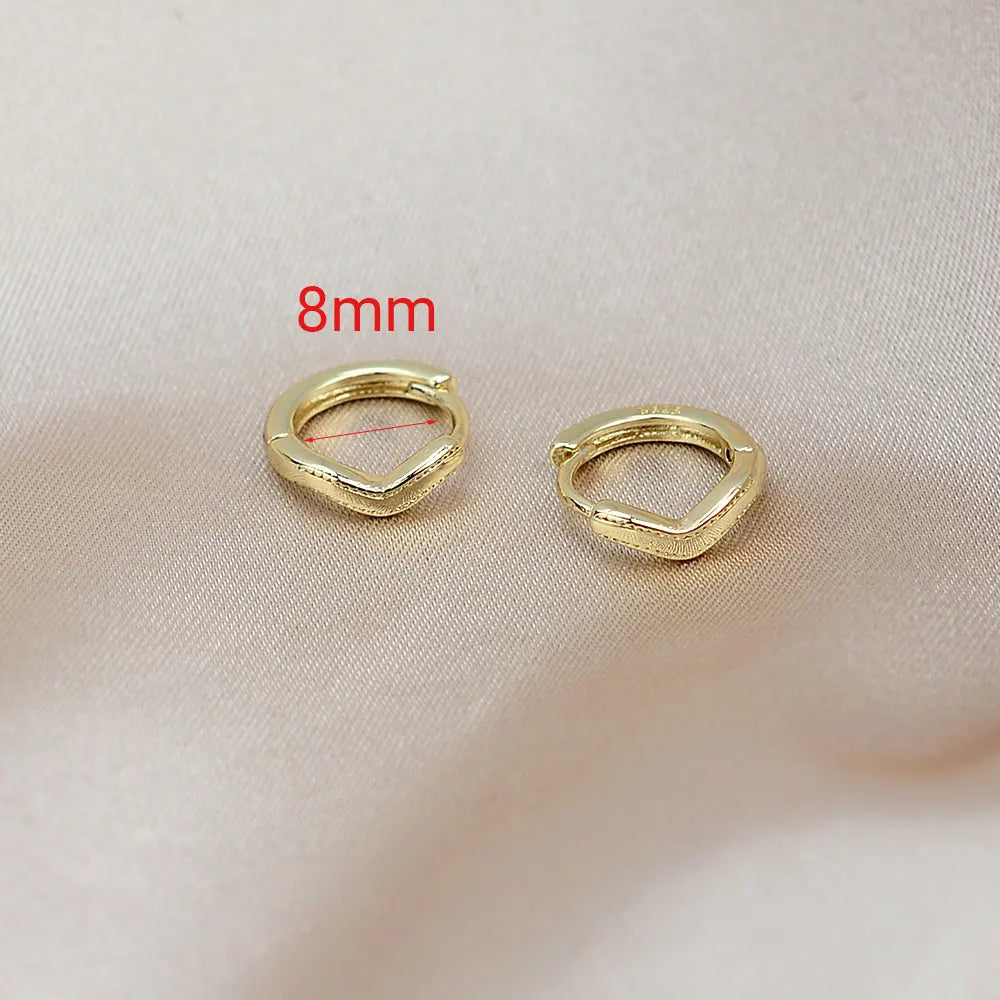 korean Simple Piercing Cross Flower Hoops huggie Earrings Rings Small Geometry Round Rhinestones Gold Color Hoop Earrings Gift