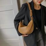 Load image into Gallery viewer, Half Moon Small PU Leather Zipper Crossbody Bags For Women Solid Color Shoulder Handbags 2023 Trends Winter Luxury Brand

