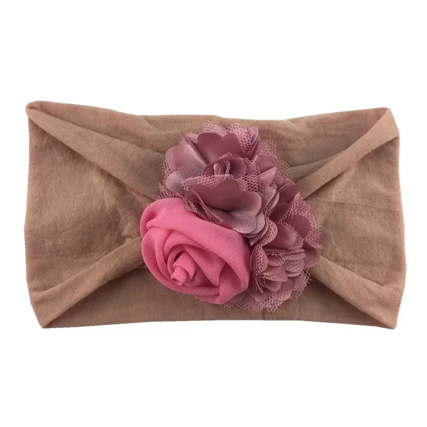 Kids Headwear Soft Stretch Flower Headband Knot Wide Nylon Headwraps Baby Girls Hair Bands Photo Props for Newborn Accessories