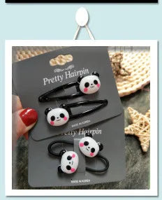 2PCS New Cute Panda BB Clips Cartoon Kids Hairpins Children Headwear Baby Clips Headdress Elastic Hair Bands Girls Accessories