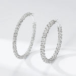 Load image into Gallery viewer, Silver Color Big Round Circle Sparkling Crystal Rhinestone Hoop Earrings for Women Statement Wedding Earrings Prom Gift
