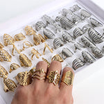 Load image into Gallery viewer, 10Pcs/Lot Fashion Hollow Stainless Steel Rings For Women Men Geometric Black Multicolor Mixed Style Jewelry Gifts Party
