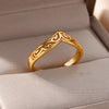 Stainless Steel Rings For Women Men Gold Color Plant Totem Ring Female Male Fashion Wedding Party Finger Jewelry Gift 2024 Trend