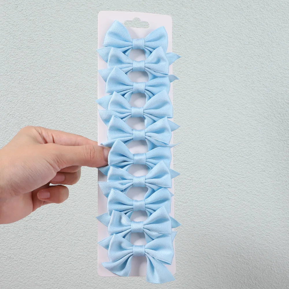 10Pcs/Set Girls Solid Bowknot Hair Clips for Baby Bows Hairpin Handmade Ribbon Barrettes Headwear Kid Hair Accessories Wholesale