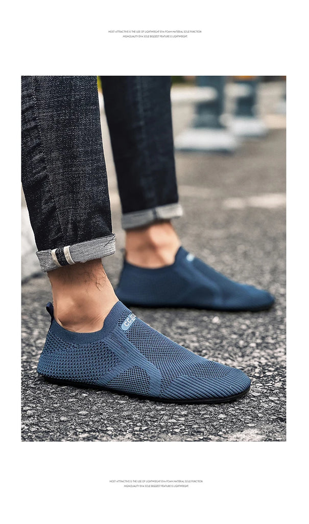 Breathable Men Casual Sneakers Slip-on Lightweight Male Walking Shoes Anti-slip Flexible Couple Loafers Summer Soft Footwear