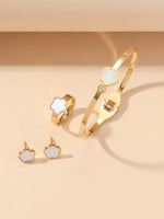 Load image into Gallery viewer, New style five-leaf flower bracelet earrings fashion jewelry set female personality

