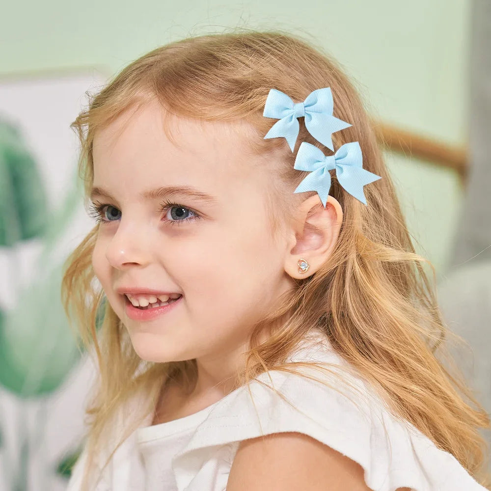 10Pcs/Set Cheer Bow Solid Ribbon Hair Clips Pin for Girl Handmade Bows Hairpin Barrettes Children Headwear Kids Hair Accessories