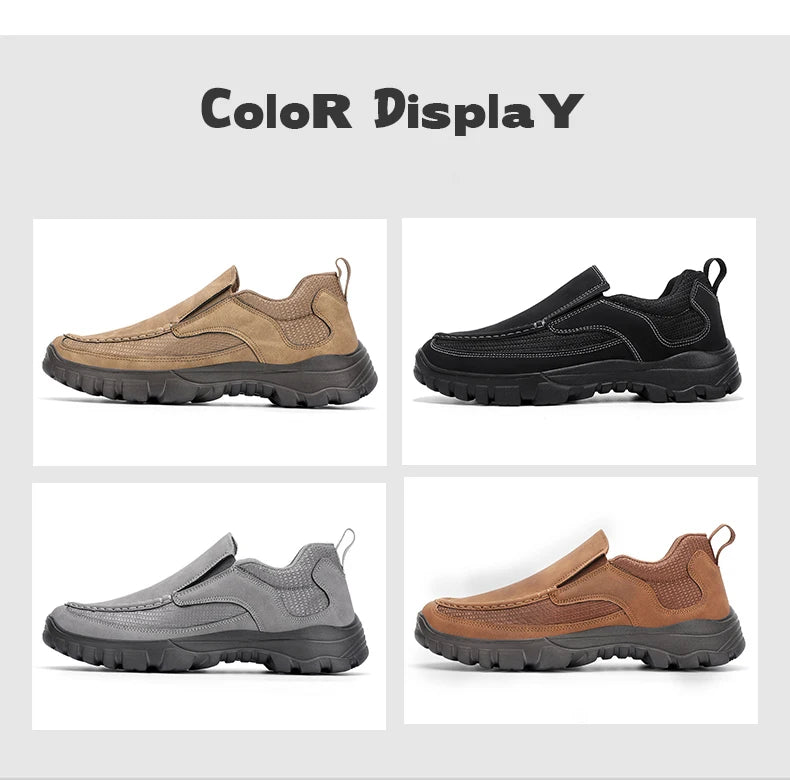 Handmade Leather Casual Shoes Men Sneakers Outdoor Men Shoes Breathable Flats Shoe Hot Sale Platform Slip On Men Loafers