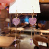 Square Geometry Long Fashion Girl Tassel Flower Purple Rhinestone Earrings Korean Love Heart Wholesale Earring Jewlery For Women