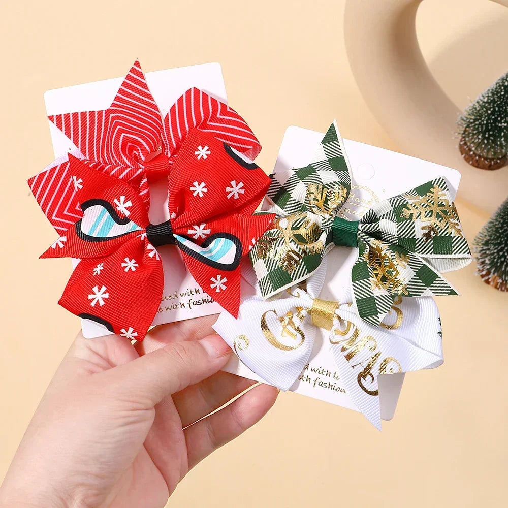 Christmas Hairclip New Year Party Hair Bows for Baby Girl Hair X'mas Santa Deer Decorations Kids Hairpins Hair Accessories Gifts