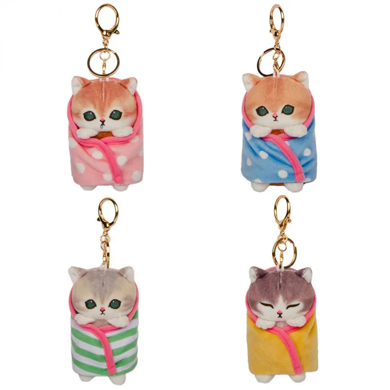 Soft Plush Keychain with Cute Cartoon Shark and Cat for Anime Fans Adorable Mofusand Figure