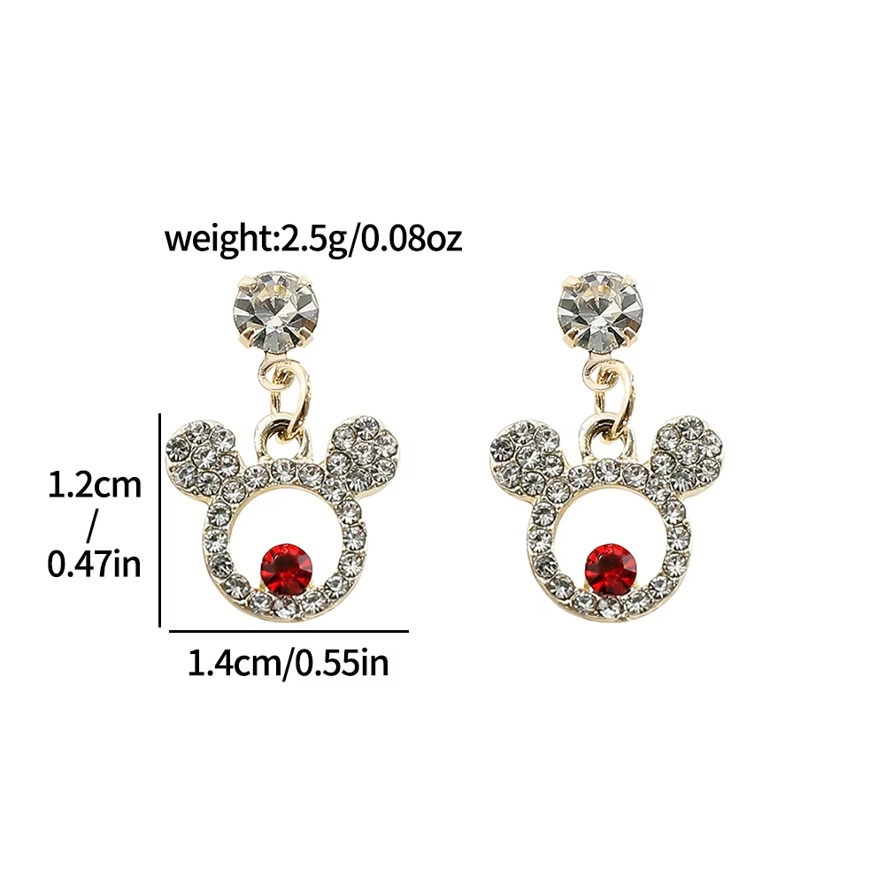 1pair disney mickey mouse luxury with zircon ear studs earrings for women ear accessories gifts