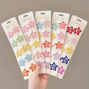 10PCS Cute Colorful Star Waterdrop Shape Hair Clips For Girls Children Lovely Hair Decoration Hairpins Kids Hair Accessories