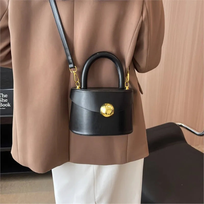 JIAERDI Vintage Black Messenger Bag Women Retro Leather Handle Bucket Bag Purse Ladies Fashion Versatile Crossbody Bags Bolsos