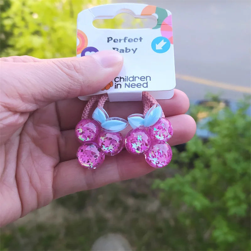 2PCS Cute Star Flower Grape Cartoon Princess Headwear Kids Elastic Hair Bands Baby Headdress Children Ropes Girls Accessories