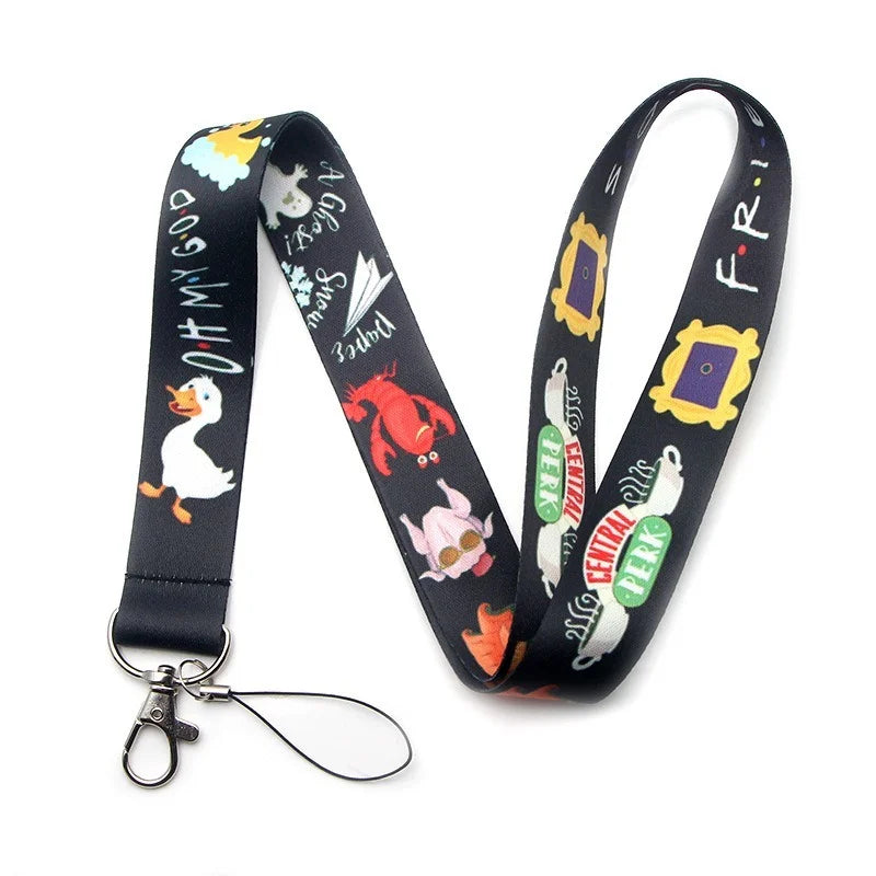 Friends Lanyard Keychain Rope Mobile Phone Neckband Lanyard Key ID Card USB Badge Clip DIY Lasso Lanyard Kawaii Lanyard