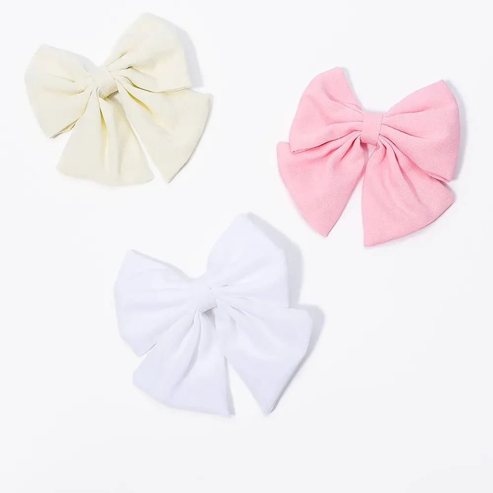 2pcs/set Elegant Sweet Bow Ribbon Hair Clip Fashion Simple Solid Clip Hair Pin Retro Barrettes with Clips Girls Hair Accessories