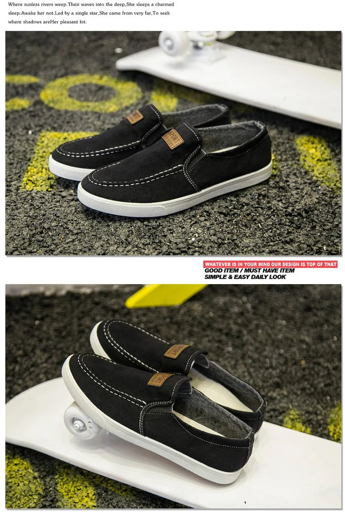 Canvas Shoes Men Casual Slip on Skate Shoes Breathabele Student Youth Sport Fashion Sneakers Va non-slip Walking Shoes